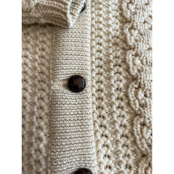 Vintage 60s Mr Poodle Size M Cream Cardigan Long Sleeve Knit 100% Wool Sweater - Picture 8 of 10